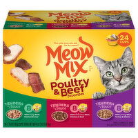 Meow Mix Cat Food, Poultry & Beef Favorites, Adult - 24 Each 