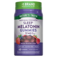 Nature's Truth Sleep Melatonin, Maximum Strength, 12 mg, Gummies, Delicious Mixed Berry Flavor - 60 Each 