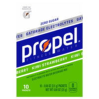 Propel Electrolyte Water Beverage Mix, Zero Sugar, Kiwi Strawberry - 10 Each 