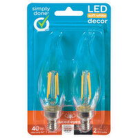Simply Done LED Soft White Decor 40 Watts 350 Lumens Clear B10 Bulbs - 2 Each