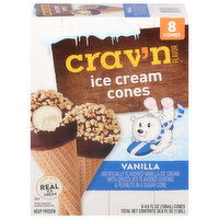 Crav'n Flavor Ice Cream Cones, Vanilla - 8 Each 