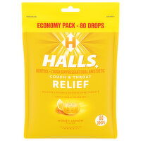 HALLS Relief Honey Lemon Cough Drops, Economy Pack, 80 Drops - 8.75 Ounce 