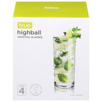 True Cocktail Glasses, Highball - 4 Each