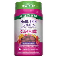 Nature's Truth Hair, Skin & Nails, Biotin, 2500 mcg, Gummies, Delicious Fruit Flavor - 80 Each 