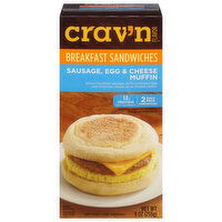 Crav'n Flavor Breakfast Sandwiches, Sausage, Egg & Cheese Muffin, Single Pack