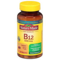 Nature Made Vitamin B12, Fast Dissolve, 3000 mcg, Tablets, Cherry - 40 Each 