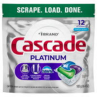 Cascade Dishwasher Detergent, Fresh Scent, Actionpacs - 12 Each 