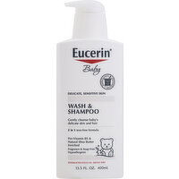 Eucerin Baby Wash & Shampoo, 2 in 1 - 13.5 Fluid ounce 