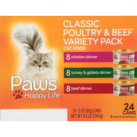 Paws Happy Life Cat Food, Classic Poultry & Beef, Variety Pack