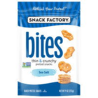 Snack Factory Baked Pretzel Snacks, Sea Salt, Thin & Crunchy, Bites - 9 Ounce 