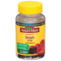 Nature Made Iron, with Vitamin C, 18 mg, Gummies, Raspberry - 60 Each 