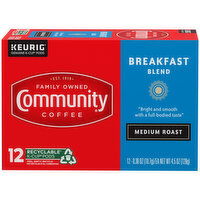 Community Coffee Coffee, Medium Roast, Breakfast Blend, K-Cup Pods - 12 Each 