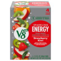 V8 Energy Beverage, Strawberry Kiwi, Sparkling - 4 Each 