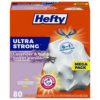 Hefty Tall Kitchen Bags, Drawstring, Lavender & Sweet Vanilla, 13 Gallon, Mega Pack - 80 Each 