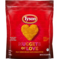 Tyson Nuggets of Love® Fully Cooked Breaded Heart-Shaped Chicken Patties, 27 oz Bag