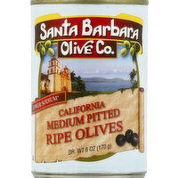 Santa Barbara Olives, Ripe, Lower Sodium,  California Medium Pitted - 6 Ounce 