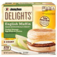 Jimmy Dean Jimmy Dean Delights English Muffin Breakfast Sandwiches with Turkey Sausage, Egg White, and Cheese, Frozen, 8 Count - 8 Each 