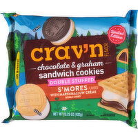 Crav'n Flavor Sandwich Cookies, Chocolate & Graham, Double Stuffed