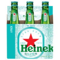 Heineken Beer, Premium Malt Lager, Silver, 6 Pack - 6 Each 