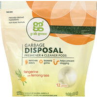 Grab Green Garbage Disposal Freshener & Cleaner Pods, Tangerine with Lemongrass - 12 Each 