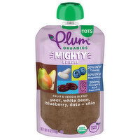 Plum Organics® Mighty Builder Pear, White Bean, Blueberry, Date + Chia 4oz Pouch - 4 Ounce 