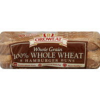 OROWEAT Hamburger Buns, 100% Whole Wheat - 8 Each 