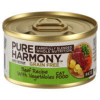 Pure Harmony Cat Food, Grain Free, Beef Recipe with Vegetables, Super Premium, Pate - 3 Ounce 