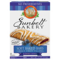 Sunbelt Bakery Bars, Sweet Fruit Filling, Blueberry Flavored, Baked, Soft