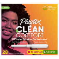 Playtex Tampons, Organic Cotton, Regular/Super - 28 Each 