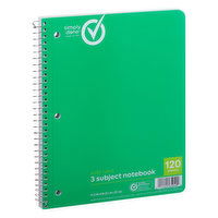 Simply Done Wide Ruled 3 Subject Notebook - 1 Each 