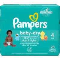 Pampers Diapers, Size 4 (22-37 lb), Days & Nights - 28 Each 