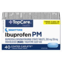 TopCare Ibuprofen PM, Nighttime, Coated Caplets - 40 Each 