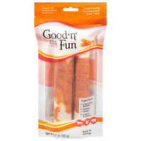 Good 'n' Fun Snack for All Dogs, Triple Flavor Chews, 7 Inch Rolls - 2 Each 