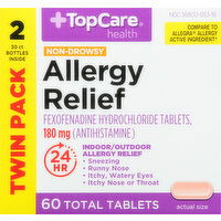 TopCare Allergy Relief, Non-Drowsy, 180 mg, Tablets, Twin Pack - 60 Each 