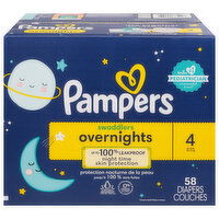 Pampers Diapers, Swaddlers Overnights, 4 (22-37 lb) - 58 Each 