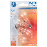 GE Light Bulbs, Ceiling Fan, Crystal Clear, 40 Watts - 2 Each 