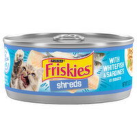 Friskies Cat Food, with Whitefish & Sardines in Sauce, Shreds, Adult - 5.5 Ounce 