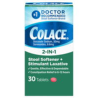 Colace Stool Softener + Stimulant Laxative, 2-in-1, Tablets