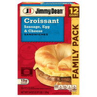 Jimmy Dean Sandwiches, Croissant, Sausage, Egg & Cheese, Family Pack - 12 Each 