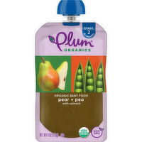 Plum Organics Stage 2 Organic Baby Food Pear + Pea with Spinach 4oz Pouch - 4 Ounce 