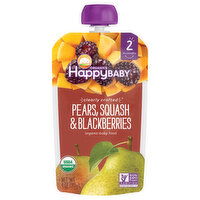 Happy Baby Baby Food, Organic, Pears, Squash & Blackberries, 2 (6+ Months) - 4 Ounce 