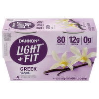 Dannon Fat Free Greek Vanilla Yogurt - 4 Each