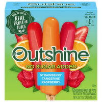 Outshine Outshine No Sugar Added Strawberry, Tangerine, and Raspberry Frozen Fruit Pops, Variety Pack, 12 Count - 12 Each 