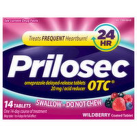 Prilosec OTC Acid Reducer, Omeprazole, 20 mg, Delayed-Release Tablets, Wildberry - 14 Each 