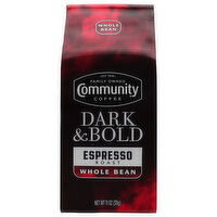 Community Coffee Dark & Bold Espresso Extra Dark Roast Whole Beans - 11 Ounce