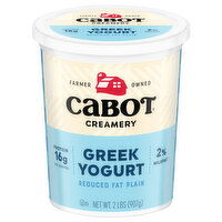 Cabot Creamery Yogurt, Reduced Fat, Plain, Greek - 2 Pound 