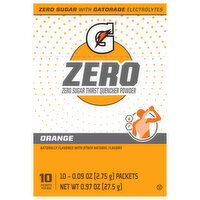 Gatorade Thirst Quencher Powder, Orange, Zero Sugar, 10-Pack - 10 Each 