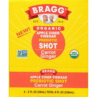 Bragg Apple Cider Vinegar, Organic, Prebiotic Shot, Carrot Ginger - 4 Each 