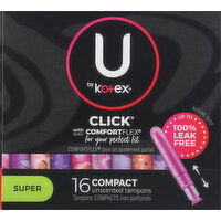 U by Kotex Tampons, Compact, Super, Unscented - 16 Each 