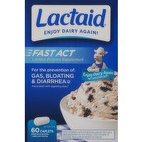 Lactaid Lactase Enzyme Supplement, Fast Act, Caplets - 60 Each 